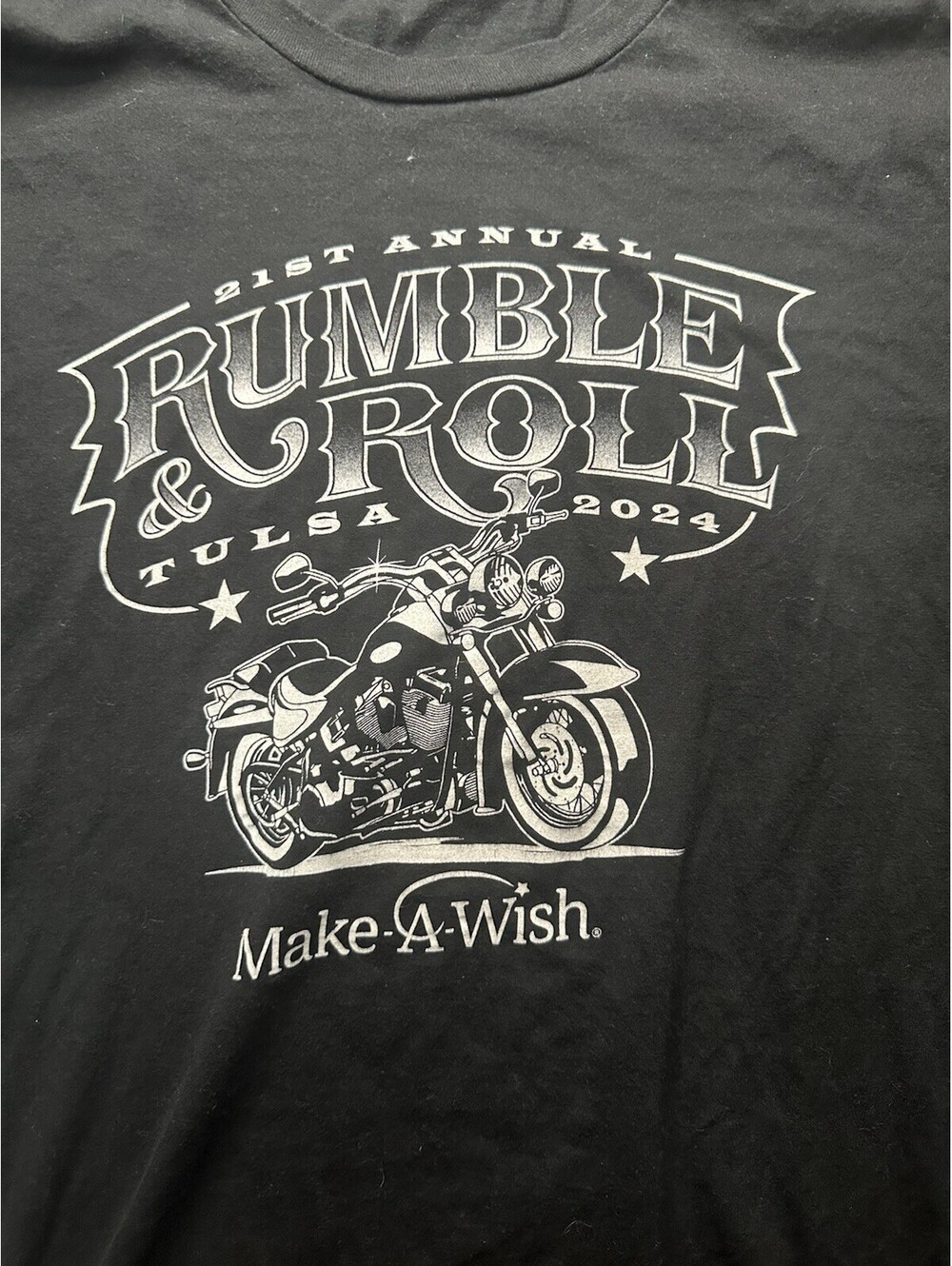 2024 Rumble & Roll Tulsa OK Motorcycle Rally Make A Wish Biker T Shirt